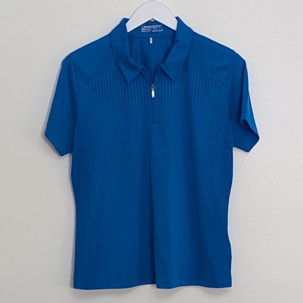 Nike Golf Polo Women's Large Blue Short Sleeve Quarter Zip